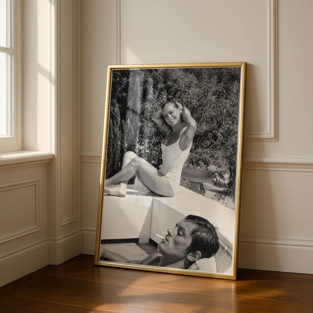 Romy Schneider Alain Delon Poster, Vintage Black and White Celebrity Wall Art Print