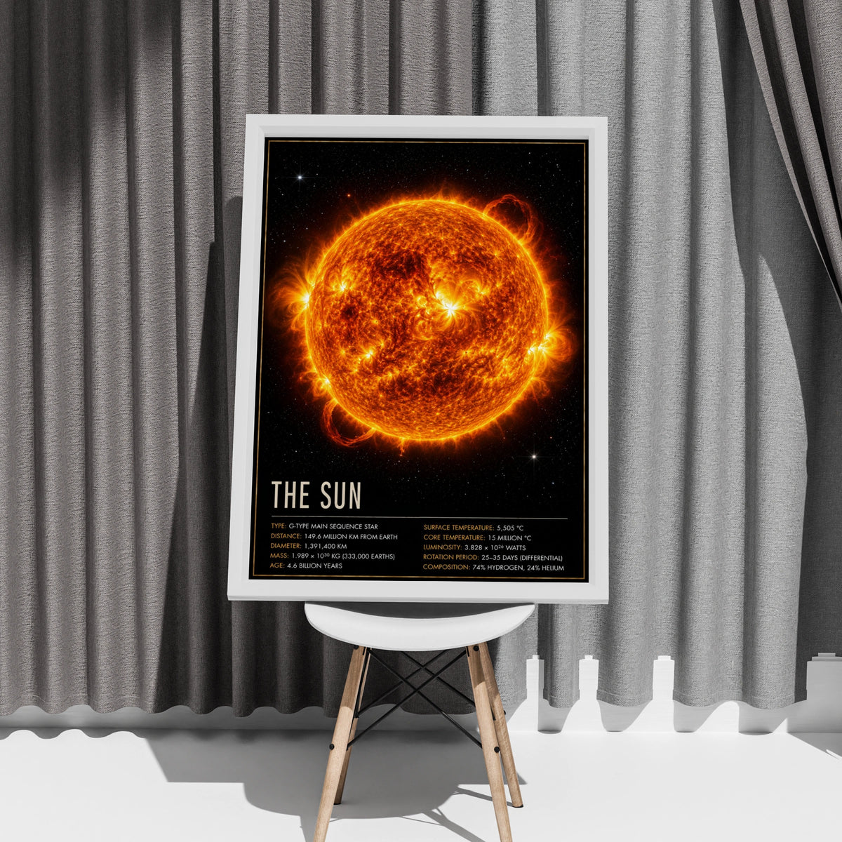 The Sun Space Poster, Solar System Wall Art, Astronomy Science Print, Office Decor