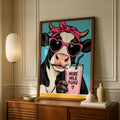 Funny Cow Poster, More Milk Please Print, Cute Kitchen Wall Art, Pop Art Decor