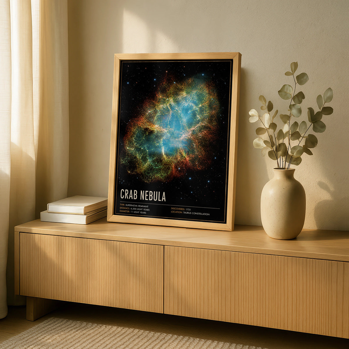 Crab Nebula Poster, Supernova Remnant Space Print, Taurus Constellation Wall Art