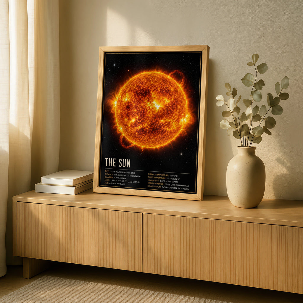 The Sun Space Poster, Solar System Wall Art, Astronomy Science Print, Office Decor