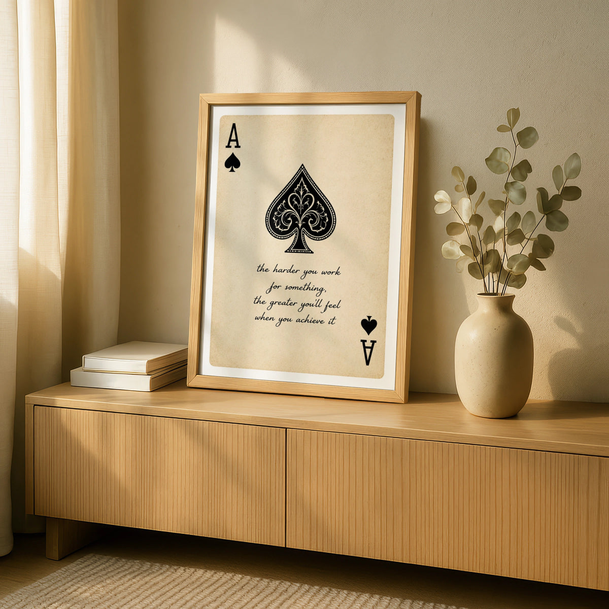 Ace of Spades Motivational Quote Poster, Vintage Playing Card Wall Art Print