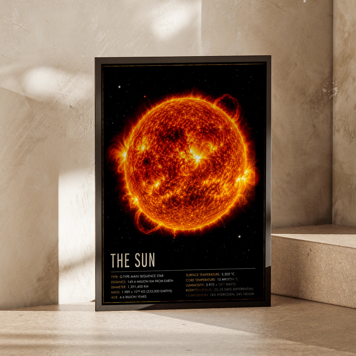 The Sun Space Poster, Solar System Wall Art, Astronomy Science Print, Office Decor