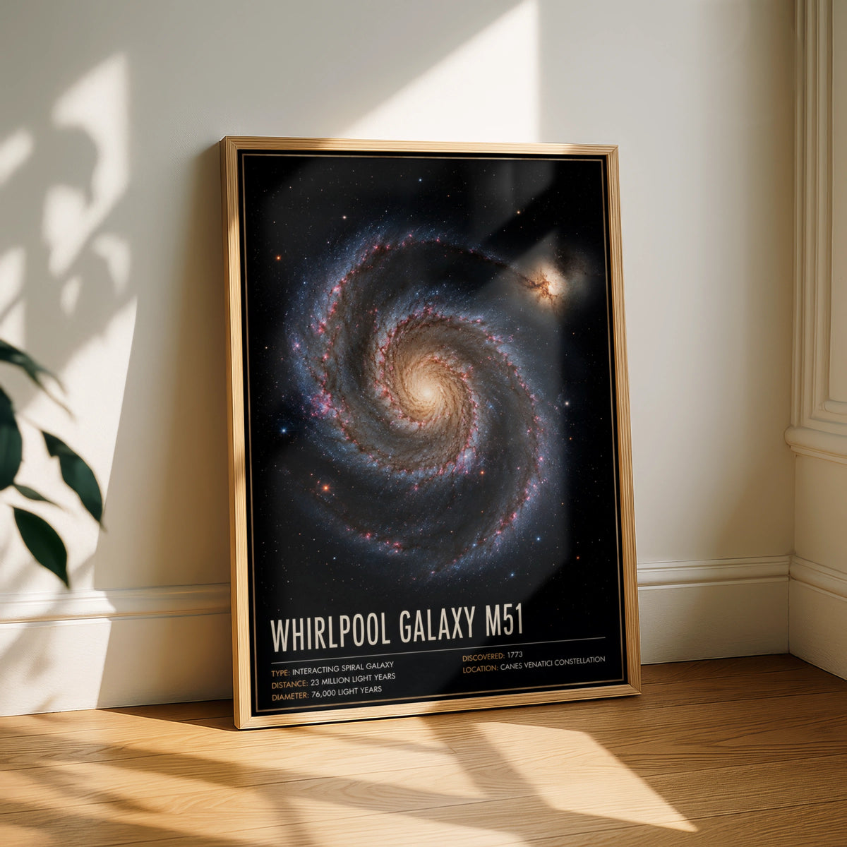 Whirlpool Galaxy M51 Poster, Space Art Print, Spiral Galaxy Wall Decor, Astronomy