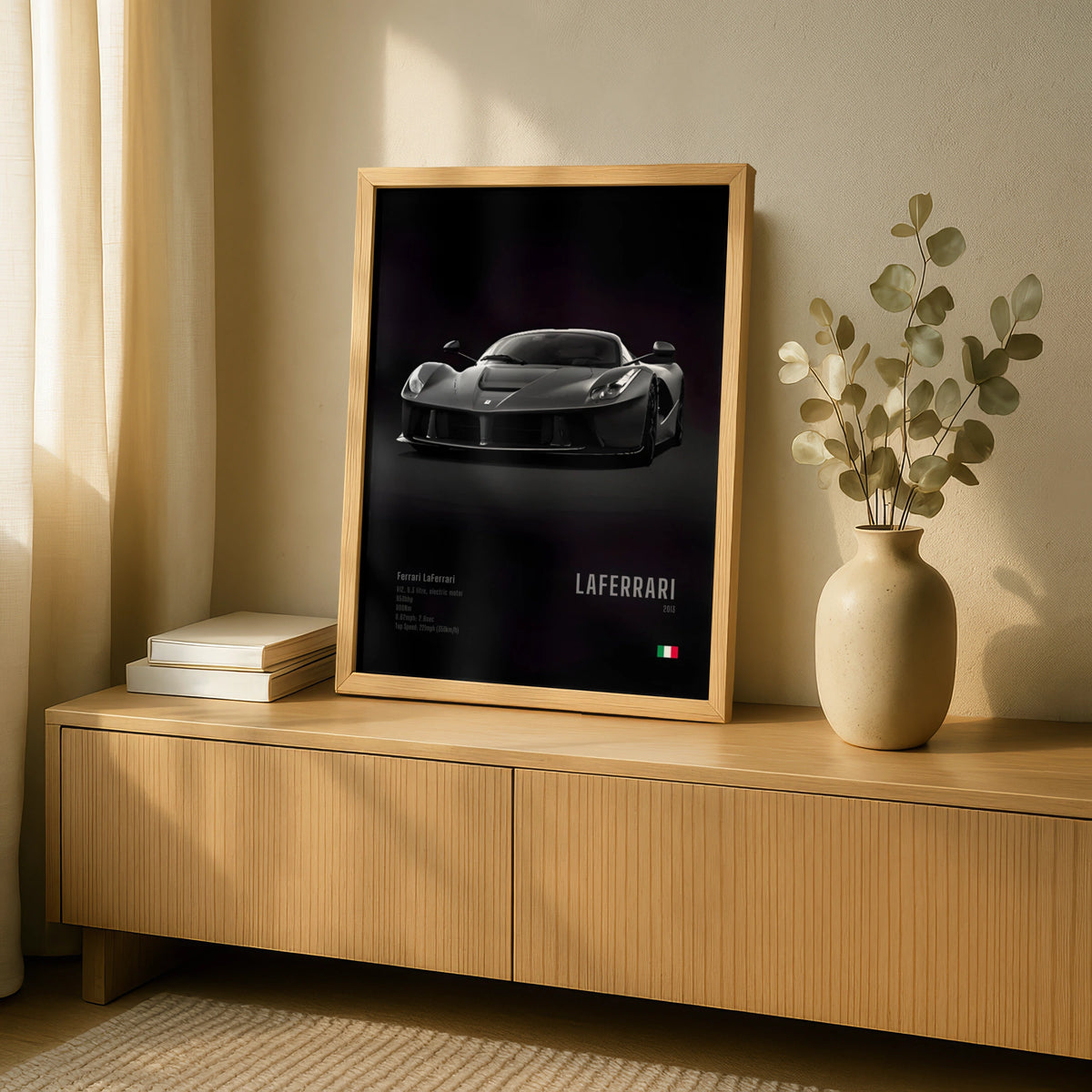 Ferrari LaFerrari Poster, Supercar Wall Art, Black Car Print, Hypercar Decor