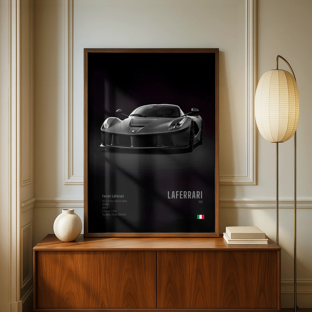 Ferrari LaFerrari Poster, Supercar Wall Art, Black Car Print, Hypercar Decor
