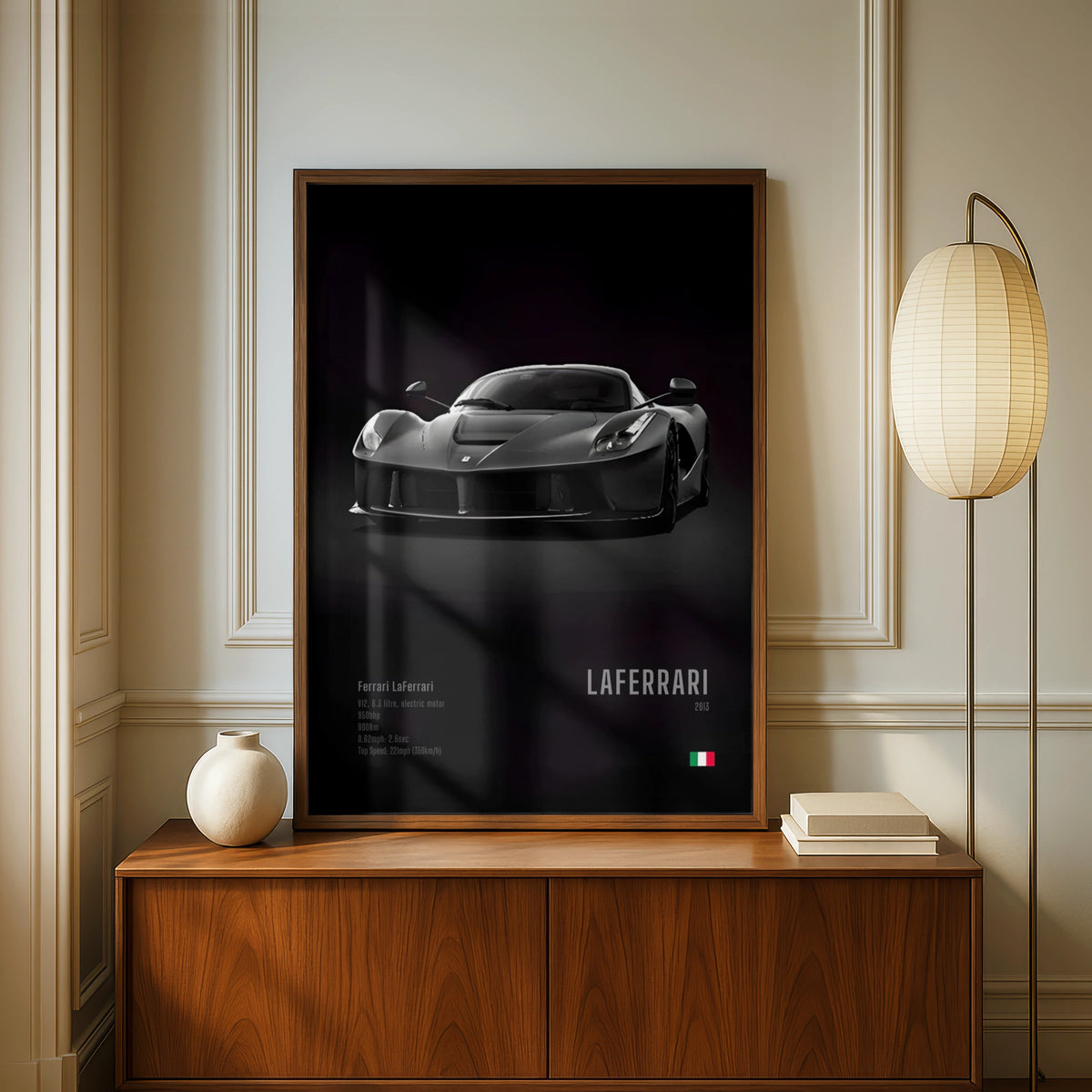 Ferrari LaFerrari Poster, Supercar Wall Art, Black Car Print, Hypercar Decor