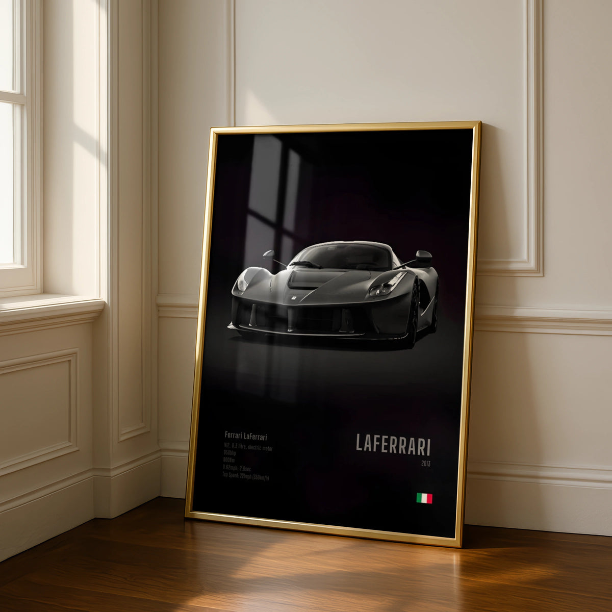 Ferrari LaFerrari Poster, Supercar Wall Art, Black Car Print, Hypercar Decor