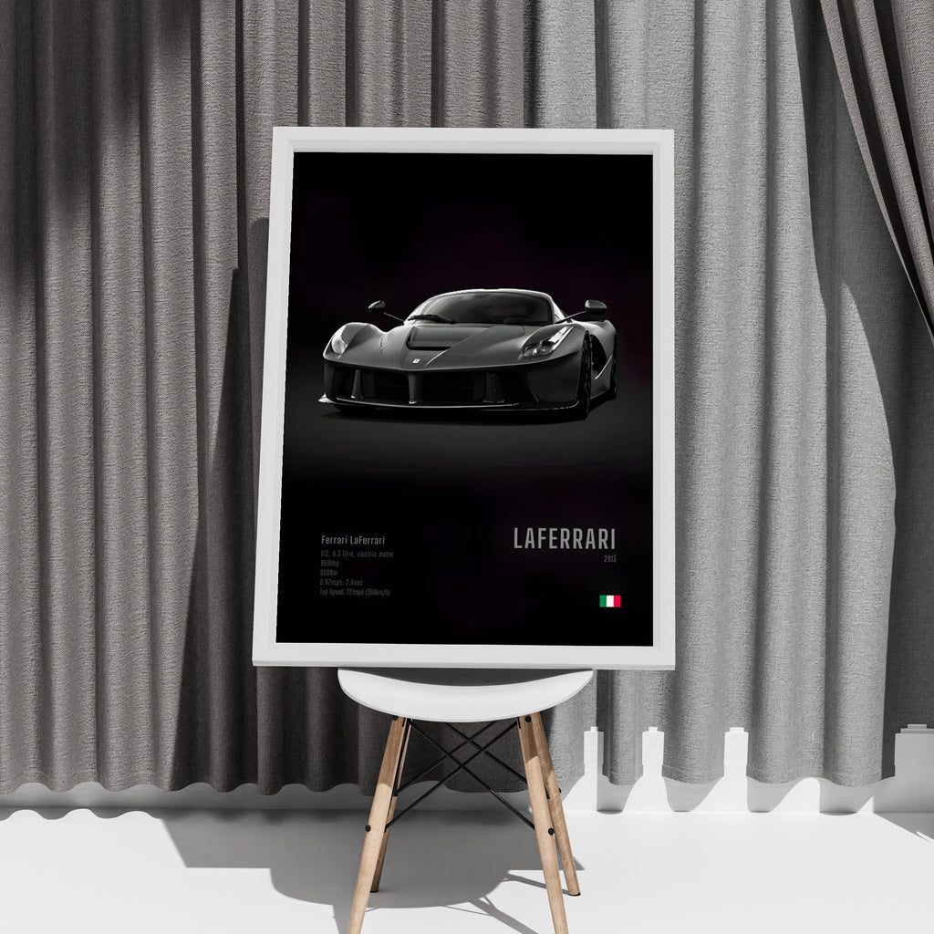 Ferrari LaFerrari Poster, Supercar Wall Art, Black Car Print, Hypercar Decor