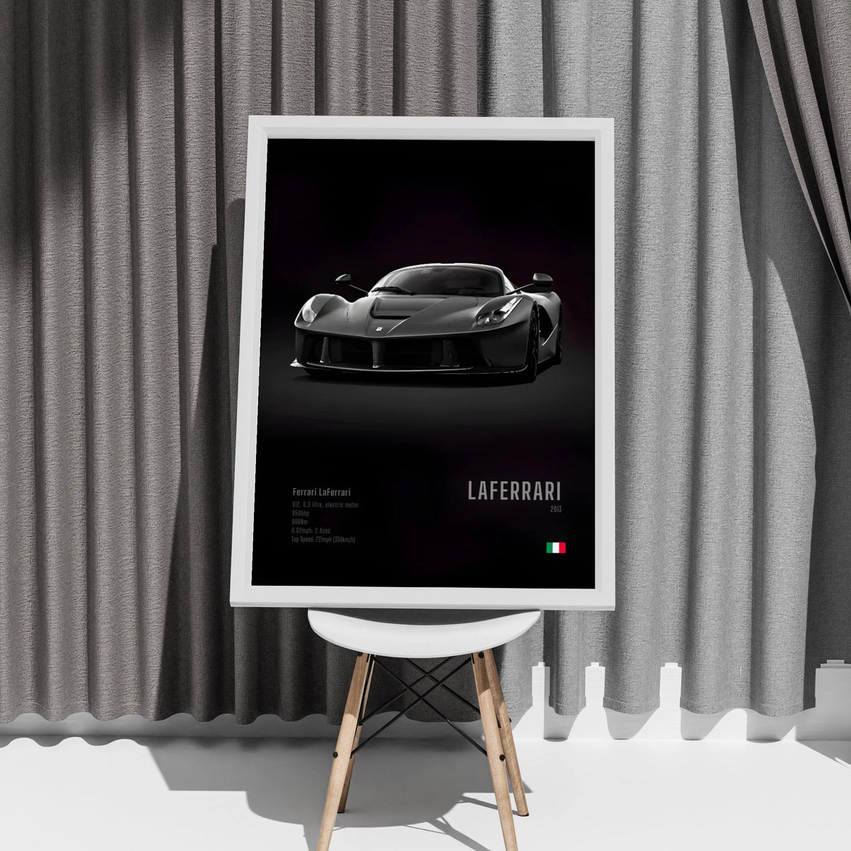 Ferrari LaFerrari Poster, Supercar Wall Art, Black Car Print, Hypercar Decor