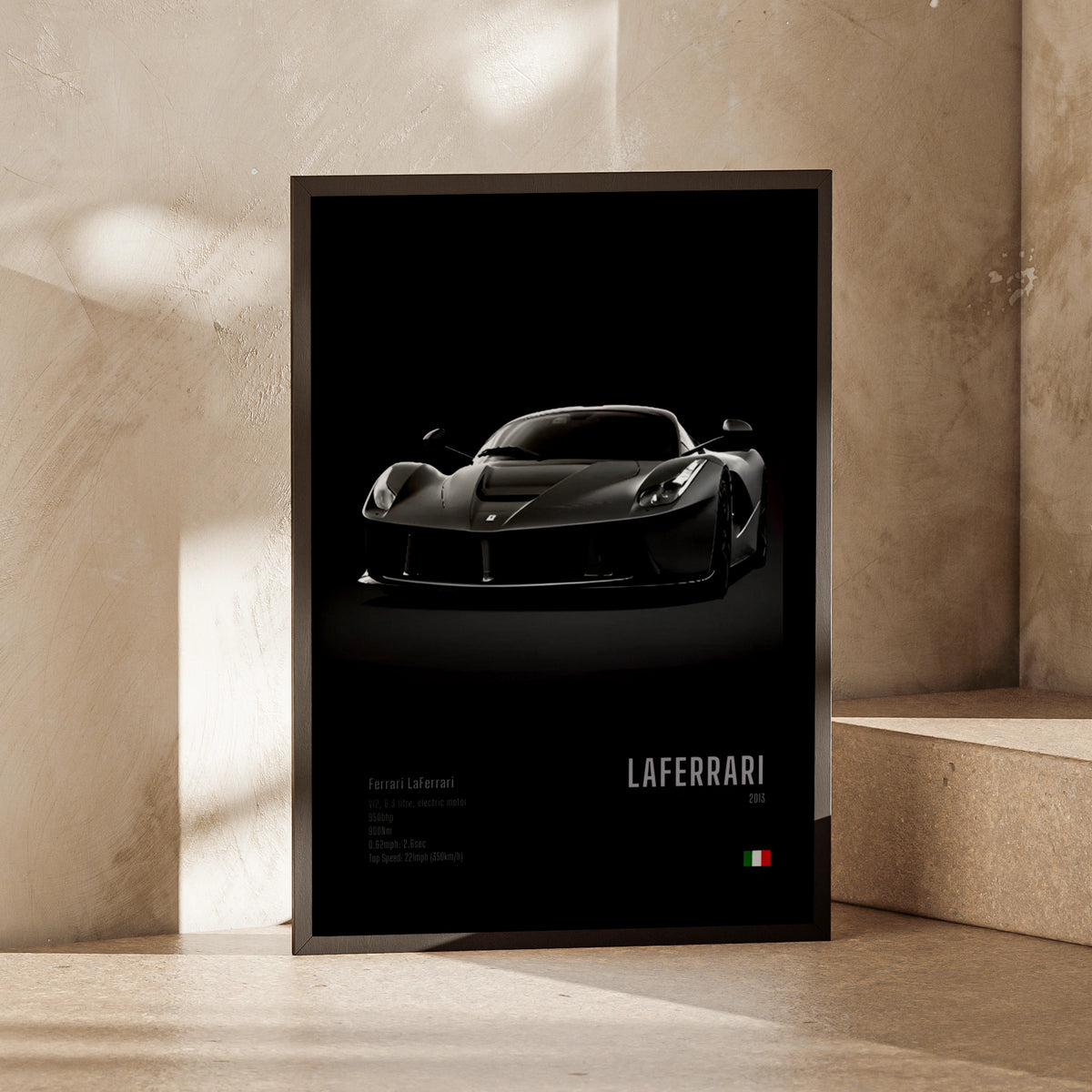 Ferrari LaFerrari Poster, Supercar Wall Art, Black Car Print, Hypercar Decor