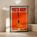 Pasta Night Print, Retro Food Poster, Spaghetti Wall Art, Italian Kitchen Decor