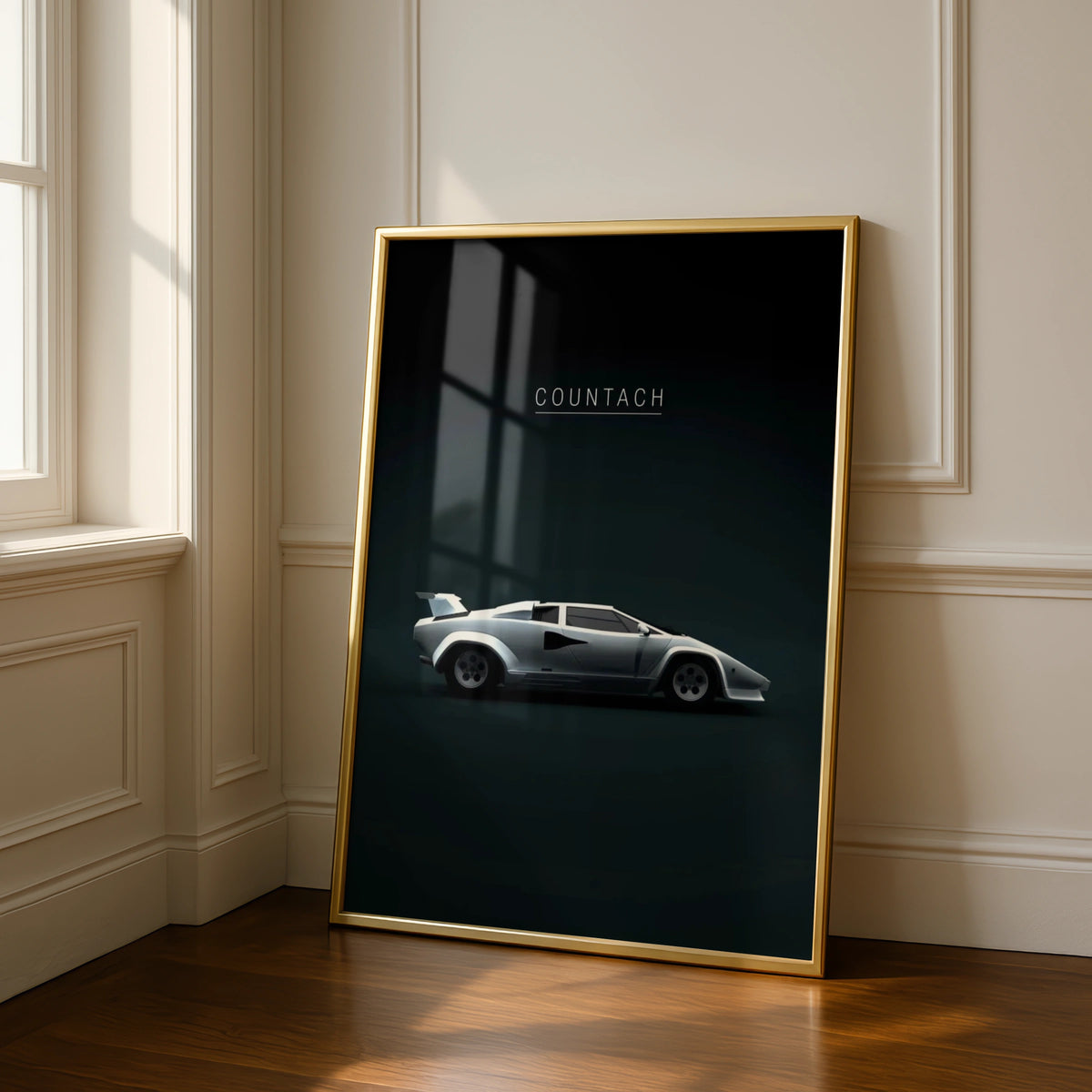 Lamborghini Countach Poster, Classic Supercar Print, Dark Minimalist Car Wall Art