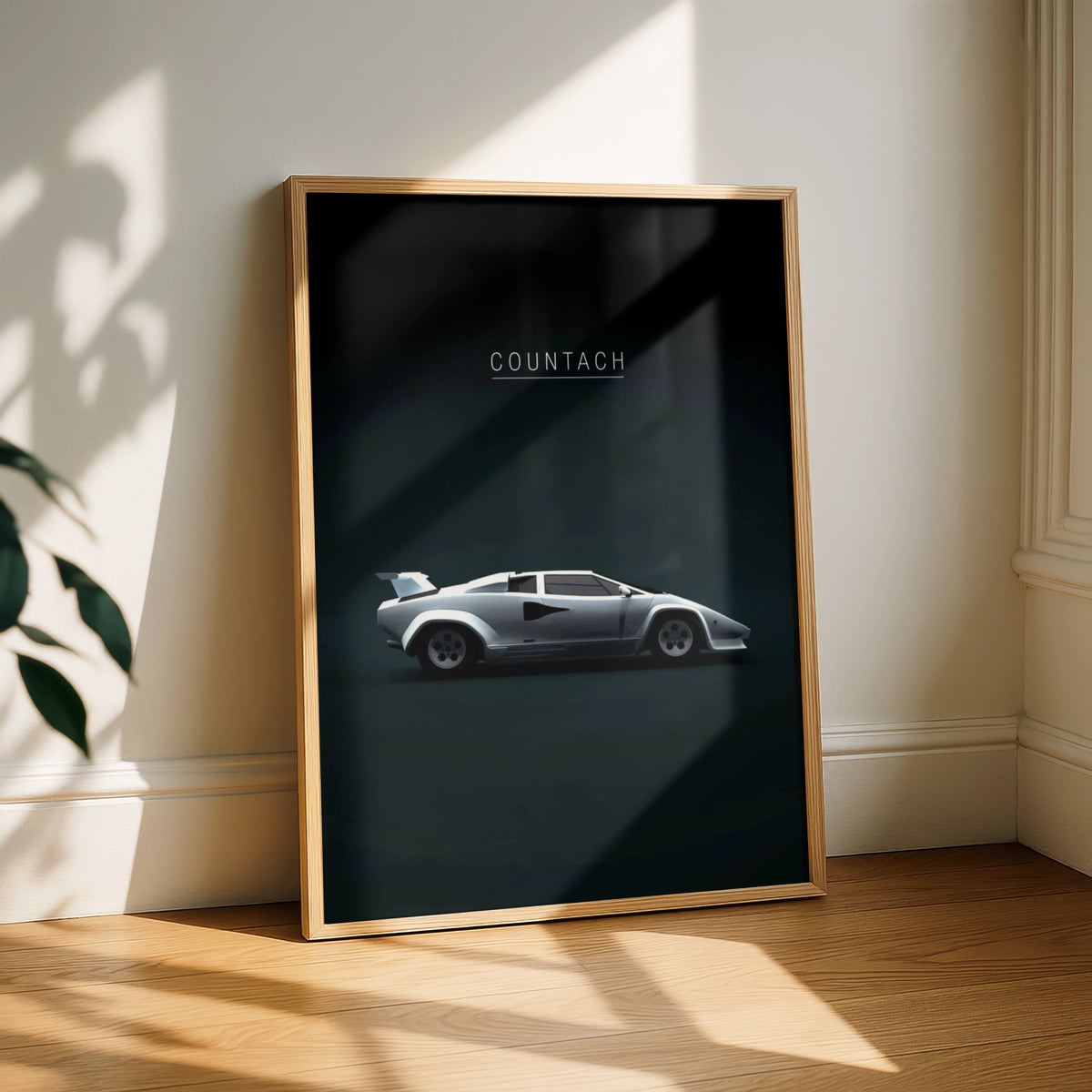 Lamborghini Countach Poster, Classic Supercar Print, Dark Minimalist Car Wall Art