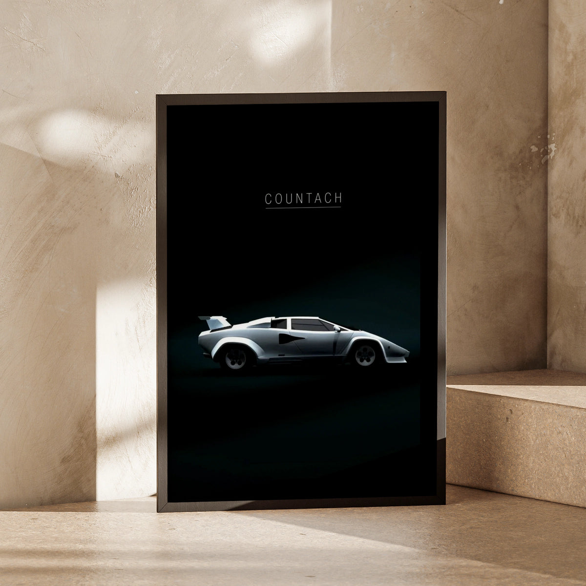 Lamborghini Countach Poster, Classic Supercar Print, Dark Minimalist Car Wall Art