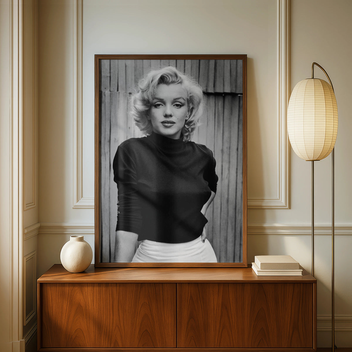 Marilyn Monroe Black and White Portrait Poster, Vintage Hollywood Wall Art Print