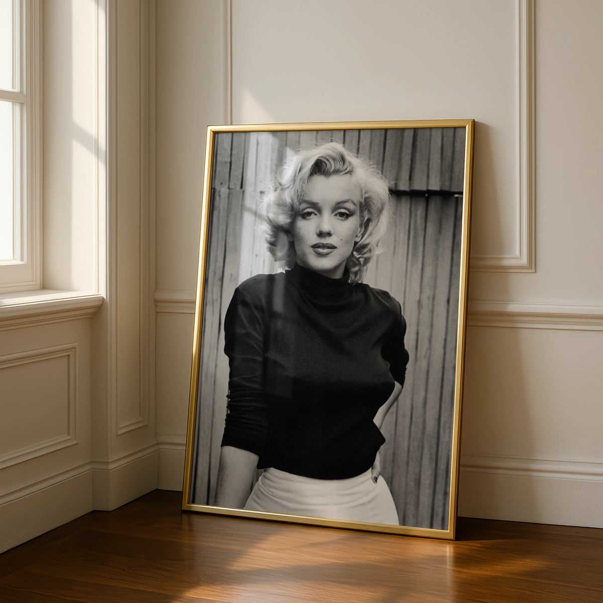 Marilyn Monroe Black and White Portrait Poster, Vintage Hollywood Wall Art Print