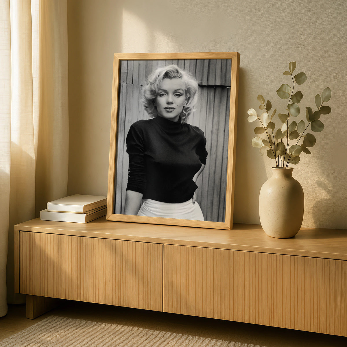 Marilyn Monroe Black and White Portrait Poster, Vintage Hollywood Wall Art Print