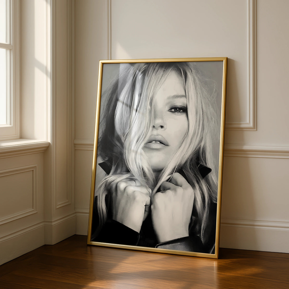 Black White Fashion Portrait Print, Blonde Model Poster, Monochrome Wall Art, Edgy Chic Decor