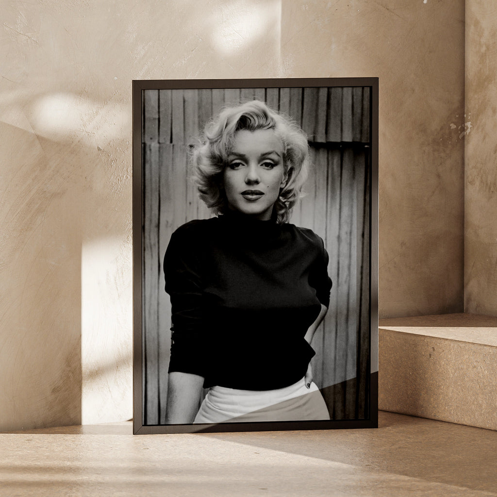 Marilyn Monroe Black and White Portrait Poster, Vintage Hollywood Wall Art Print