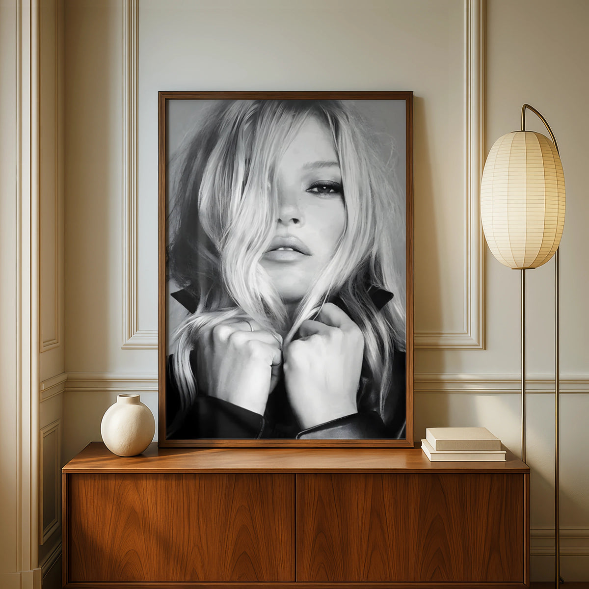 Black White Fashion Portrait Print, Blonde Model Poster, Monochrome Wall Art, Edgy Chic Decor