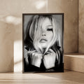 Black White Fashion Portrait Print, Blonde Model Poster, Monochrome Wall Art, Edgy Chic Decor
