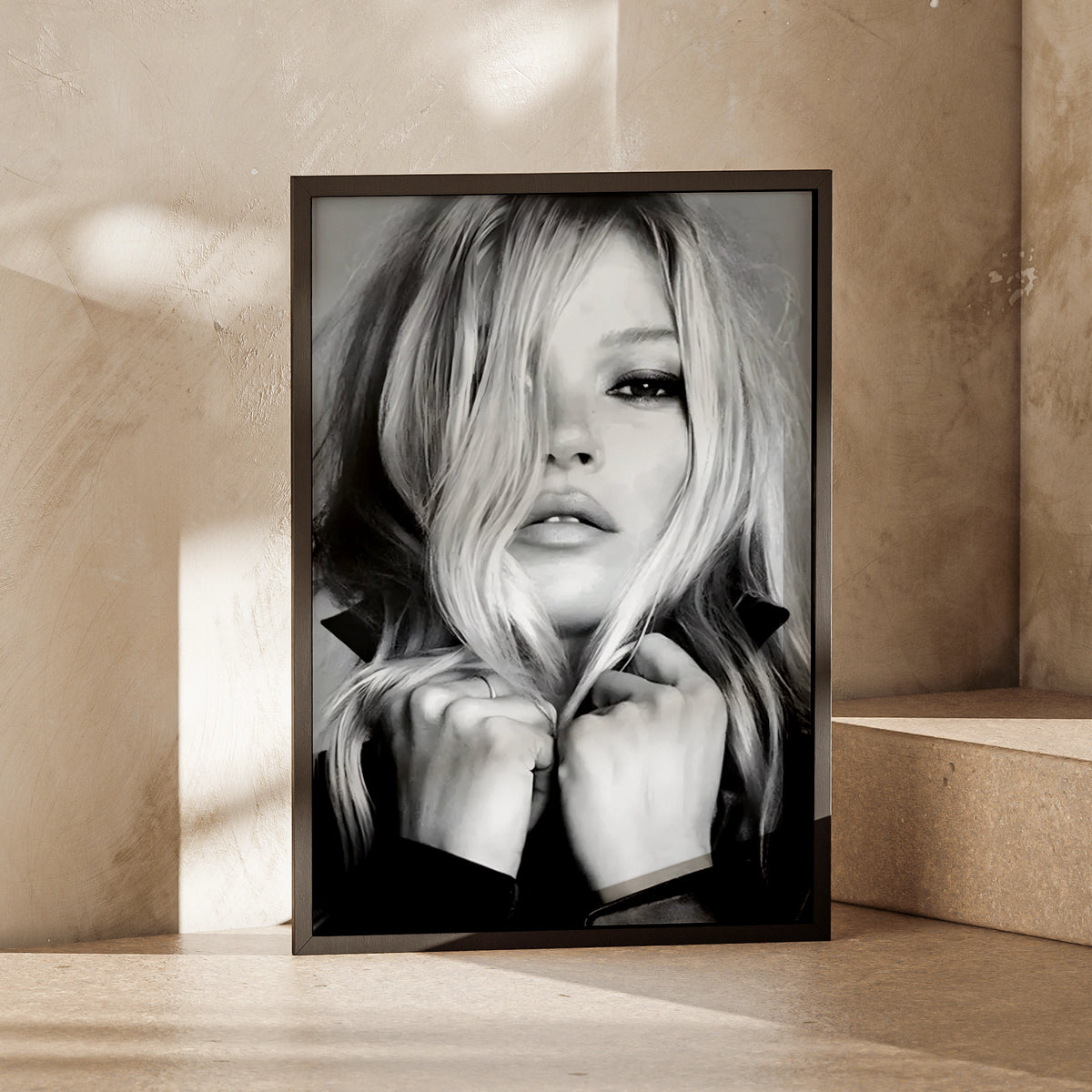 Black White Fashion Portrait Print, Blonde Model Poster, Monochrome Wall Art, Edgy Chic Decor
