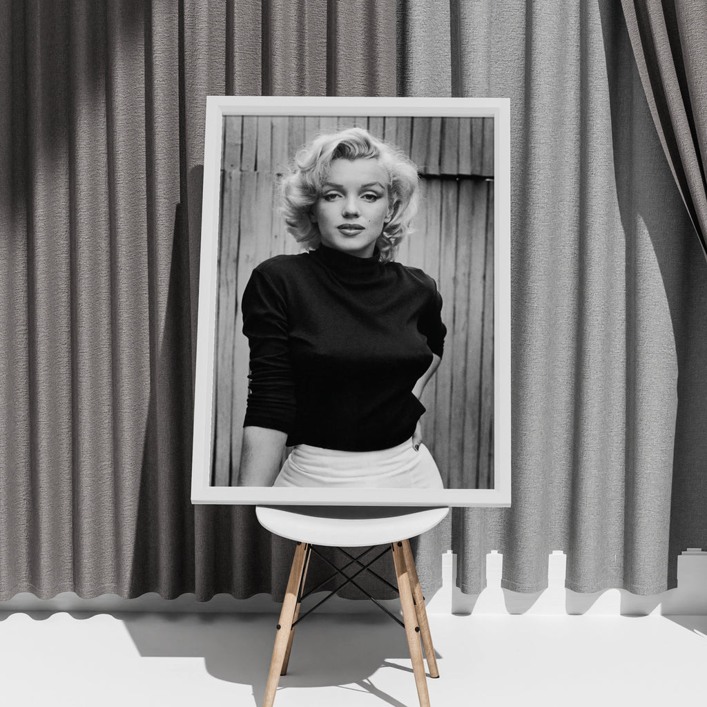 Marilyn Monroe Black and White Portrait Poster, Vintage Hollywood Wall Art Print