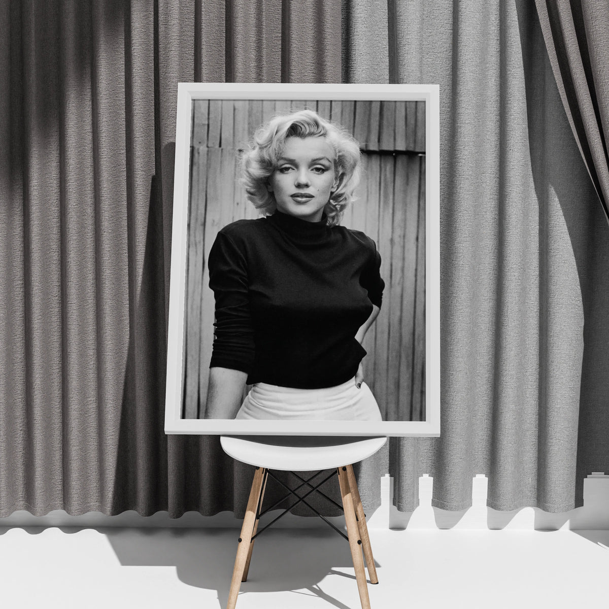 Marilyn Monroe Black and White Portrait Poster, Vintage Hollywood Wall Art Print