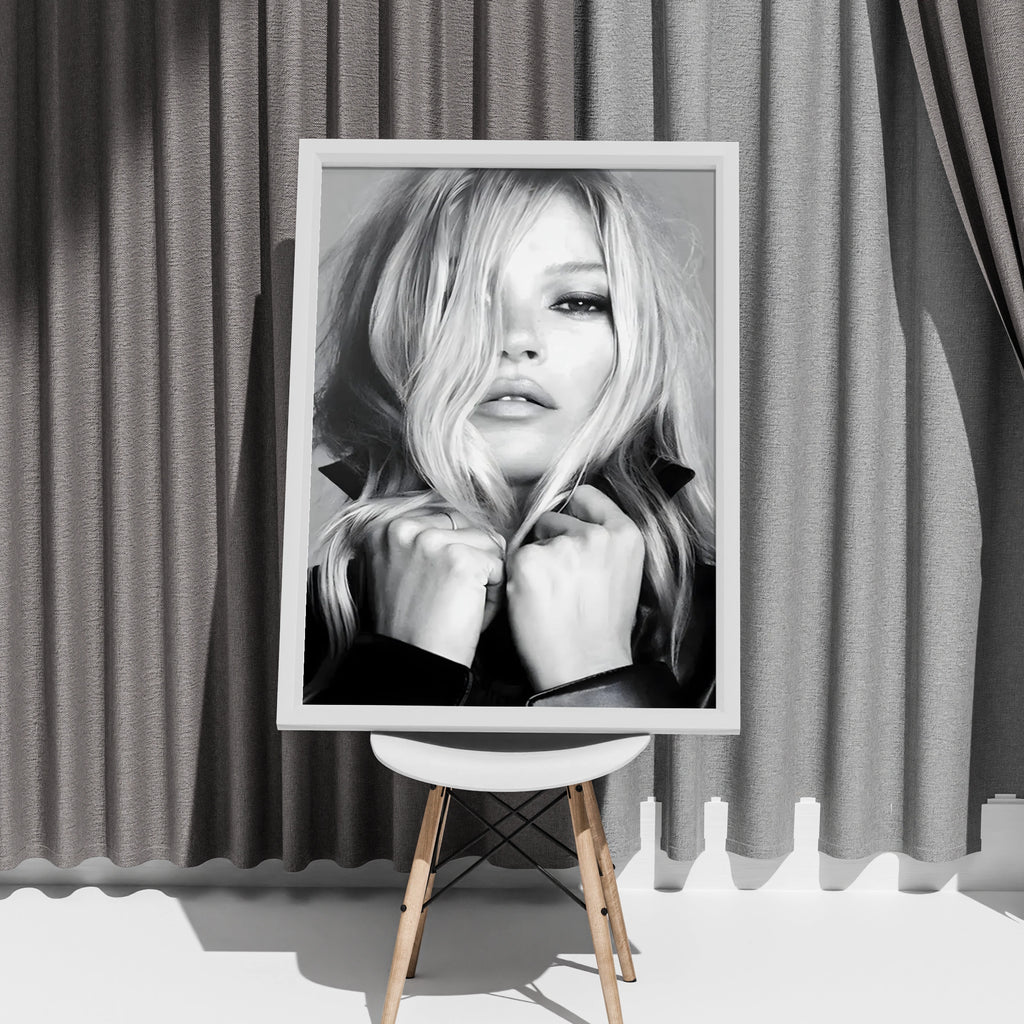 Black White Fashion Portrait Print, Blonde Model Poster, Monochrome Wall Art, Edgy Chic Decor
