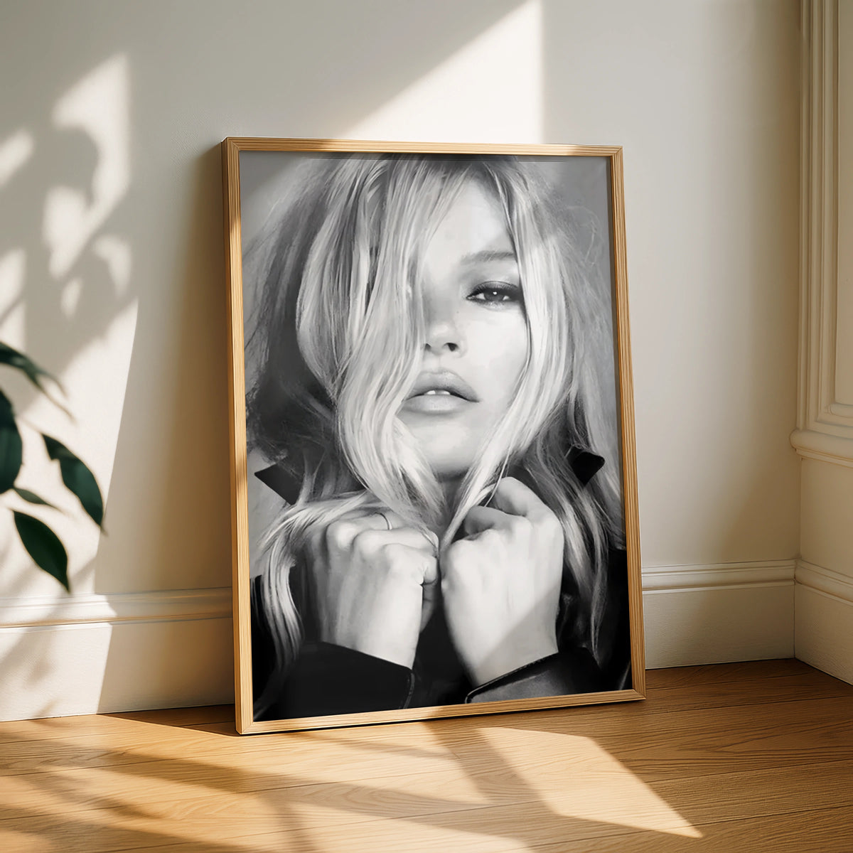 Black White Fashion Portrait Print, Blonde Model Poster, Monochrome Wall Art, Edgy Chic Decor