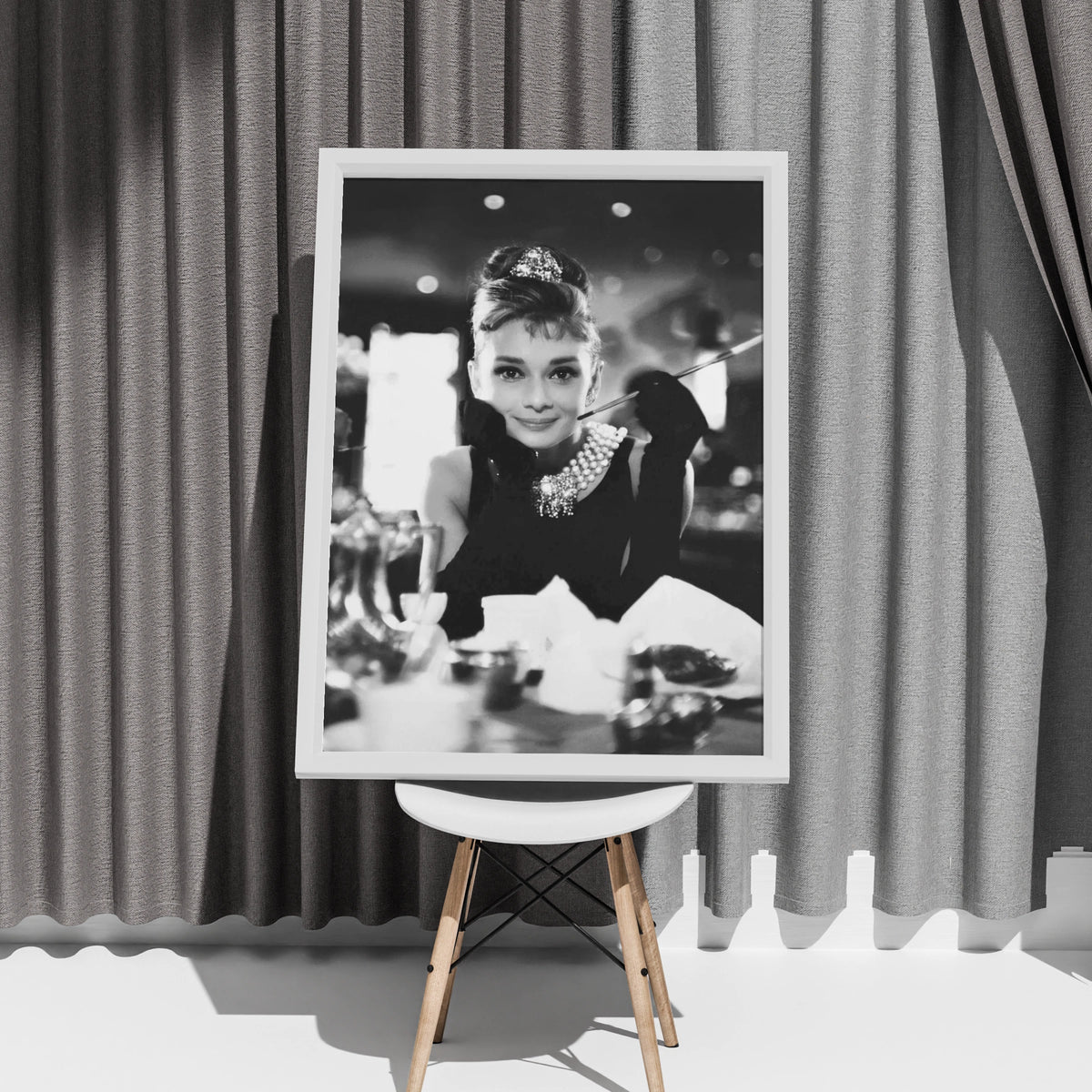 Audrey Hepburn Black White Photo Poster, Classic Hollywood Glamour, Vintage Cinema Wall Art