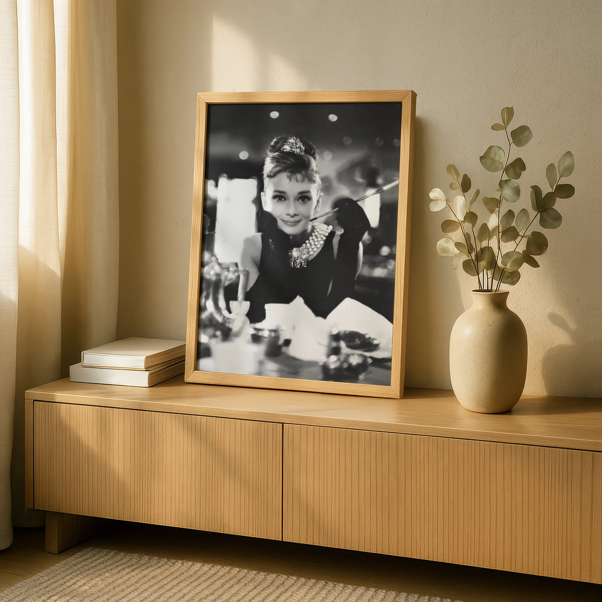Audrey Hepburn Black White Photo Poster, Classic Hollywood Glamour, Vintage Cinema Wall Art