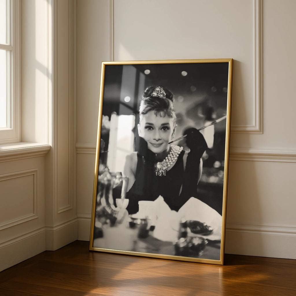 Audrey Hepburn Black White Photo Poster, Classic Hollywood Glamour, Vintage Cinema Wall Art