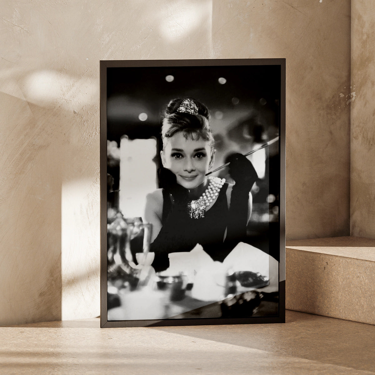 Audrey Hepburn Black White Photo Poster, Classic Hollywood Glamour, Vintage Cinema Wall Art