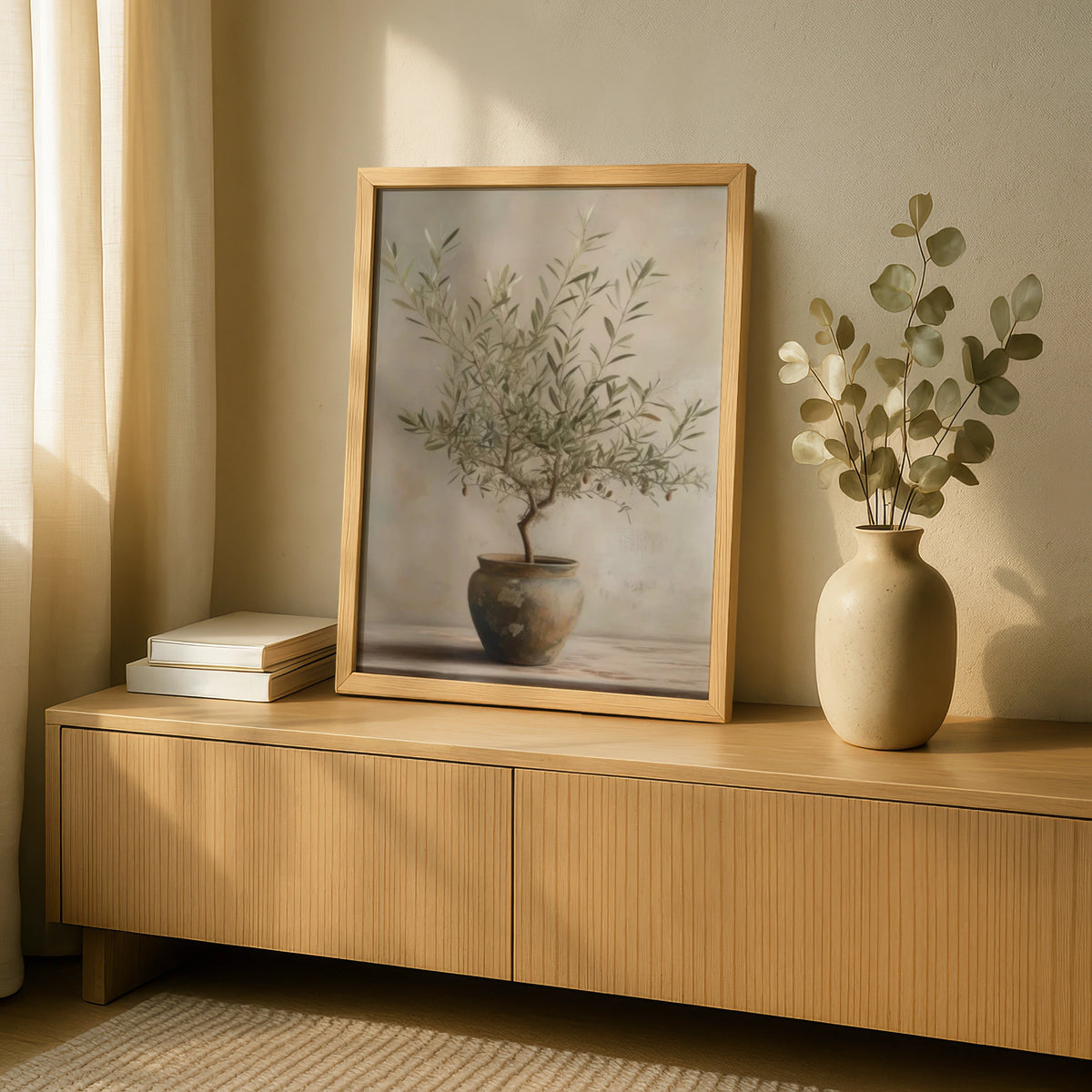 Olive Tree Art Print, Botanical Wall Art, Neutral Earthy Tones, Rustic Plant Poster