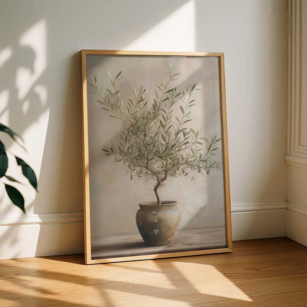 Olive Tree Art Print, Botanical Wall Art, Neutral Earthy Tones, Rustic Plant Poster