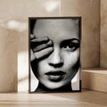 Black and White Portrait Poster, Fashion Face Print, Monochrome Wall Art, Edgy Model Photo Print