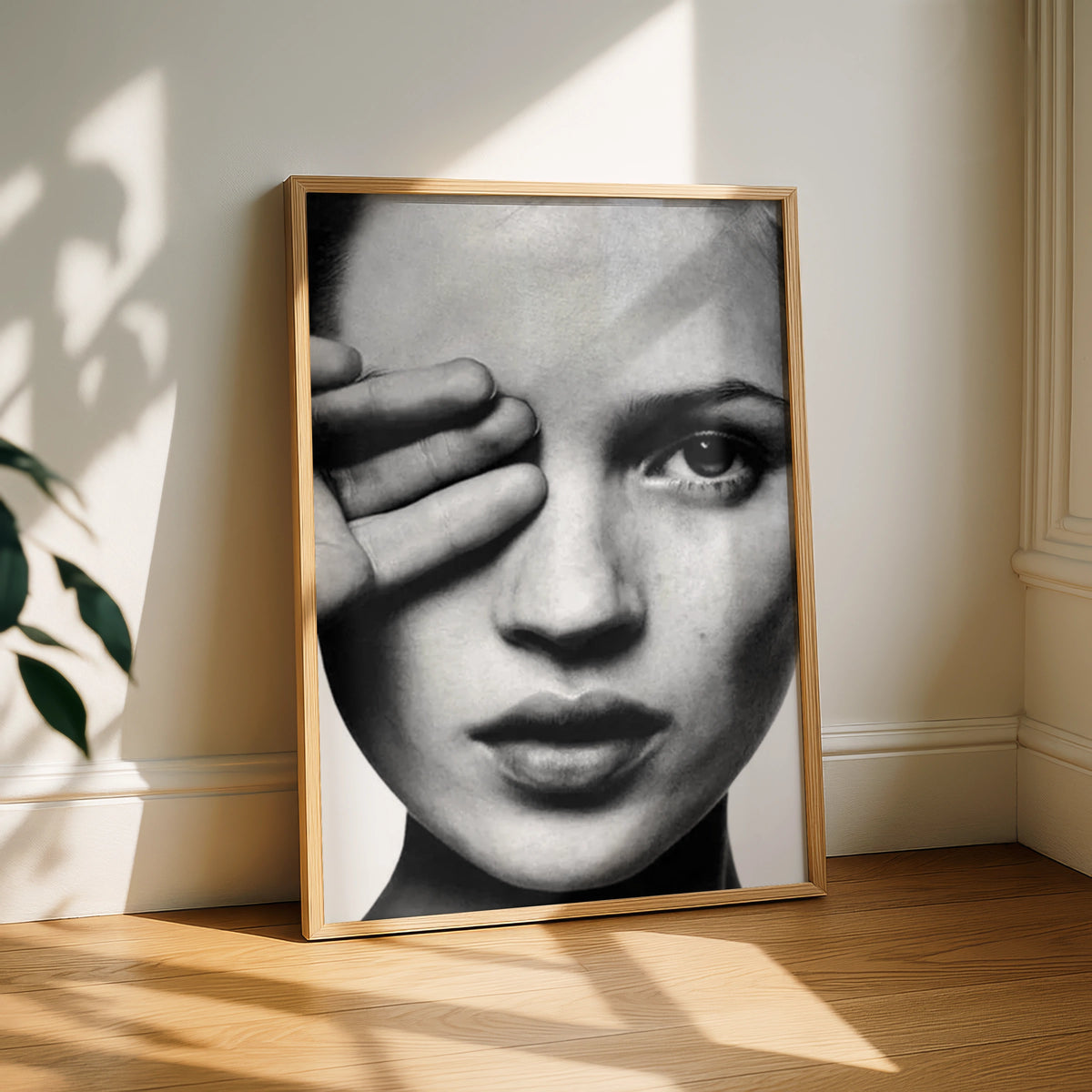 Black and White Portrait Poster, Fashion Face Print, Monochrome Wall Art, Edgy Model Photo Print