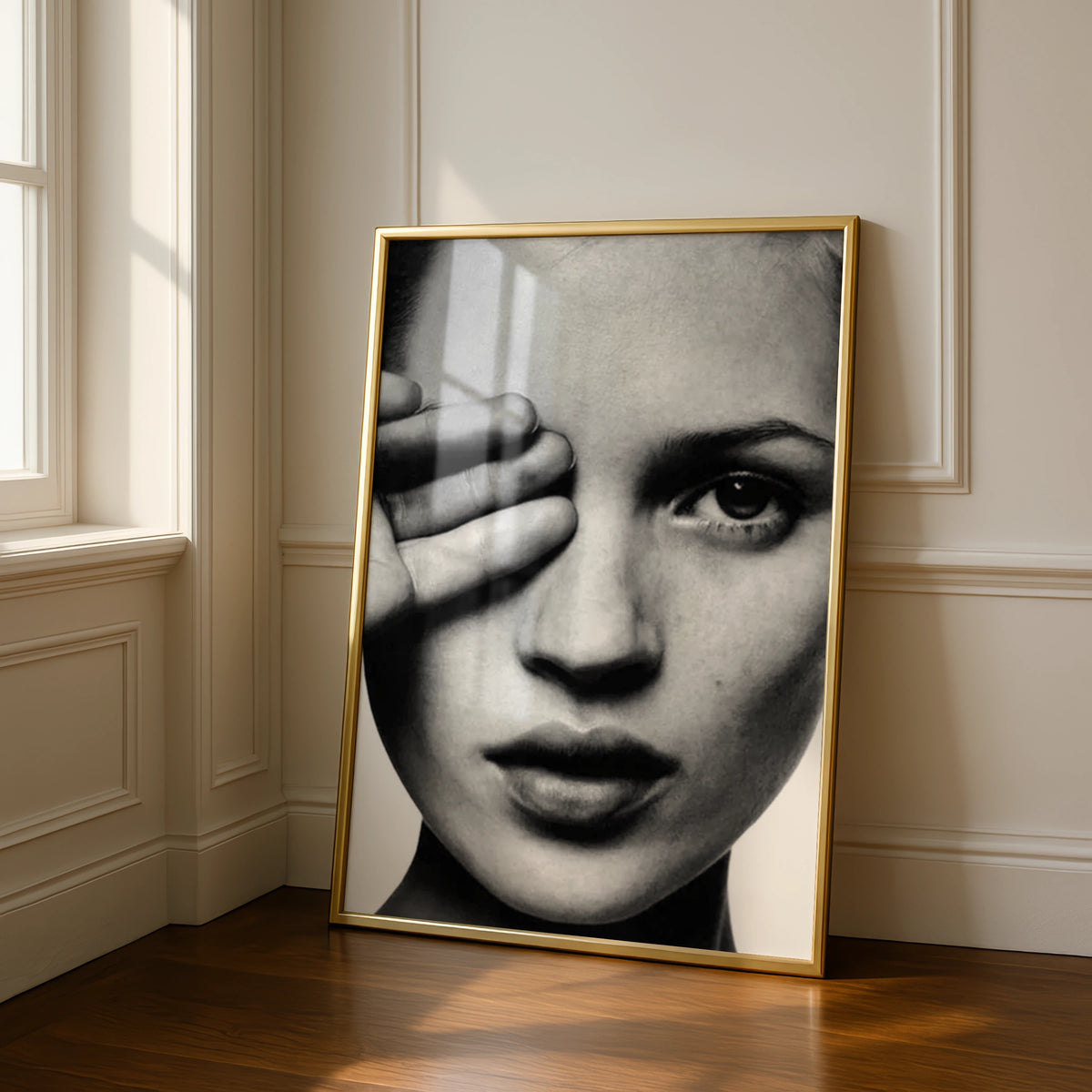 Black and White Portrait Poster, Fashion Face Print, Monochrome Wall Art, Edgy Model Photo Print