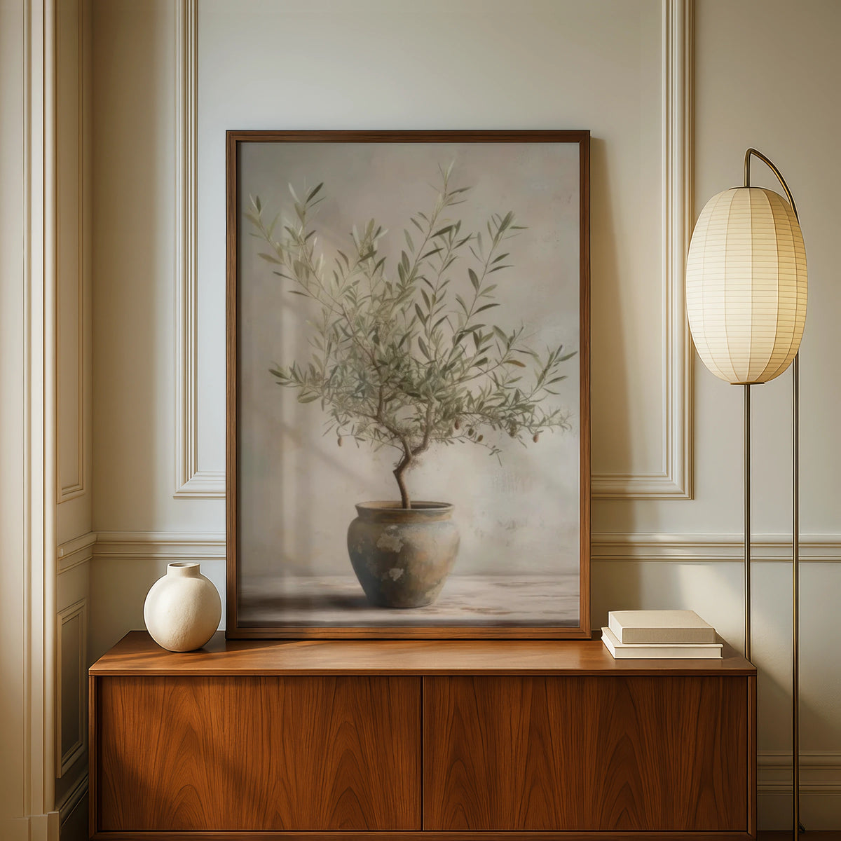 Olive Tree Art Print, Botanical Wall Art, Neutral Earthy Tones, Rustic Plant Poster