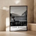 Lake Garda Print, Italy Black and White Travel Poster, Italian Lake Wall Art