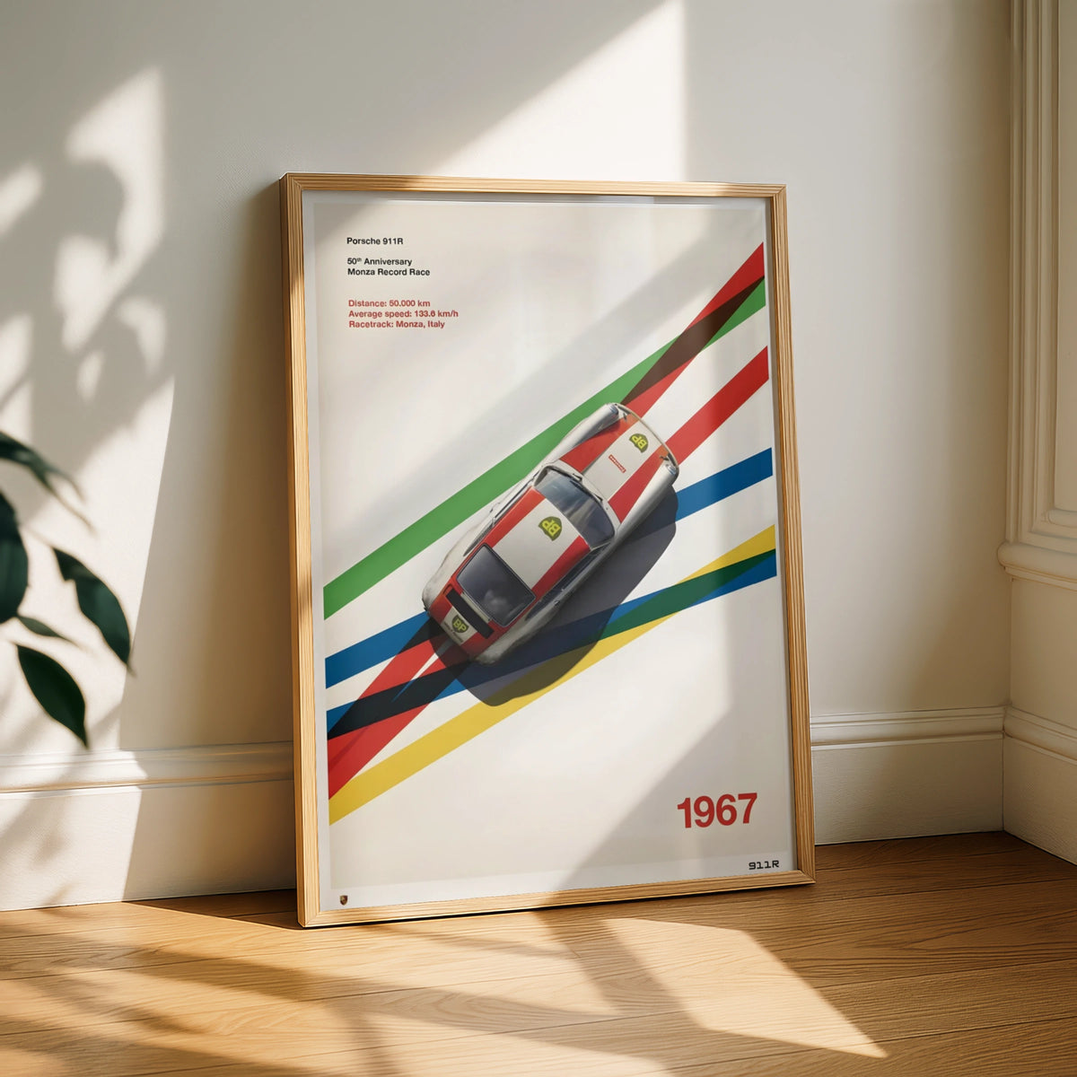 Porsche 911R 1967 Monza Race Poster, Classic Car Wall Art, Retro Racing Print