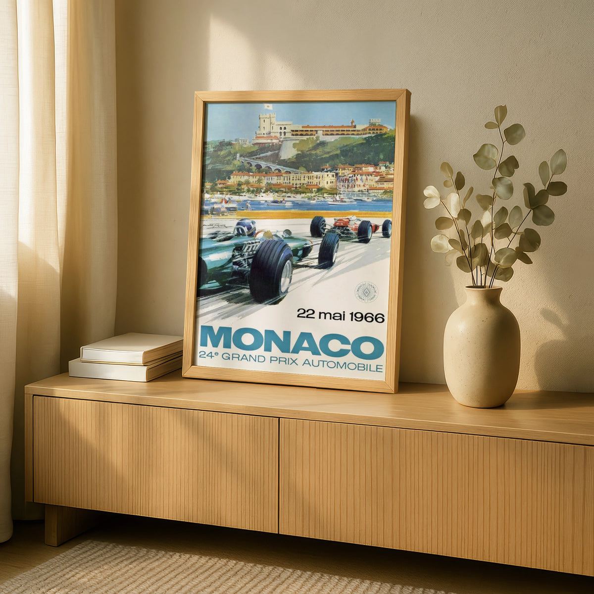Monaco Grand Prix 1966 Vintage Racing Poster, F1 Art Print, Classic Car Wall Art