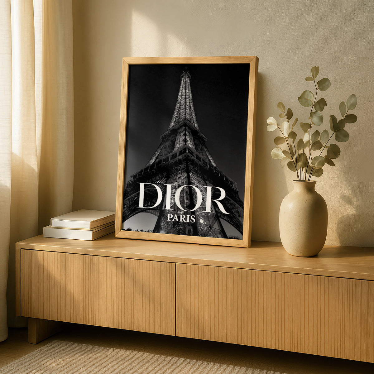 Paris Eiffel Tower Black White Poster, Luxury Fashion Wall Art, Chic Decor