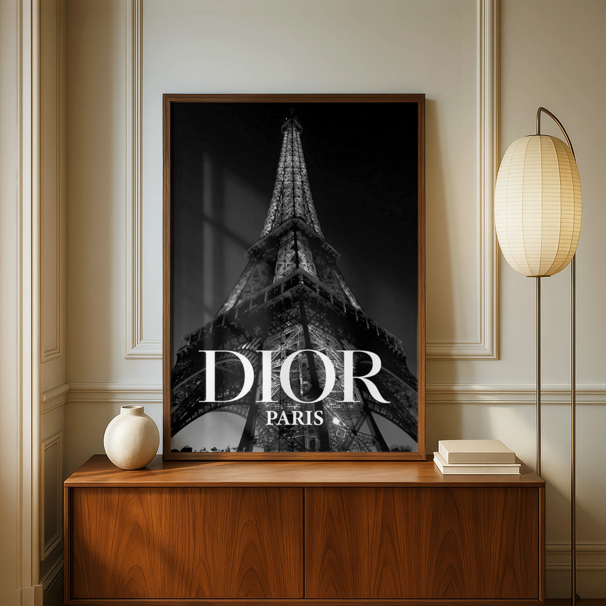 Paris Eiffel Tower Black White Poster, Luxury Fashion Wall Art, Chic Decor