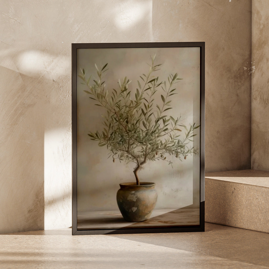 Olive Tree Art Print, Botanical Wall Art, Neutral Earthy Tones, Rustic Plant Poster