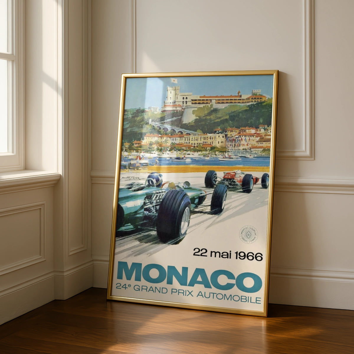 Monaco Grand Prix 1966 Vintage Racing Poster, F1 Art Print, Classic Car Wall Art