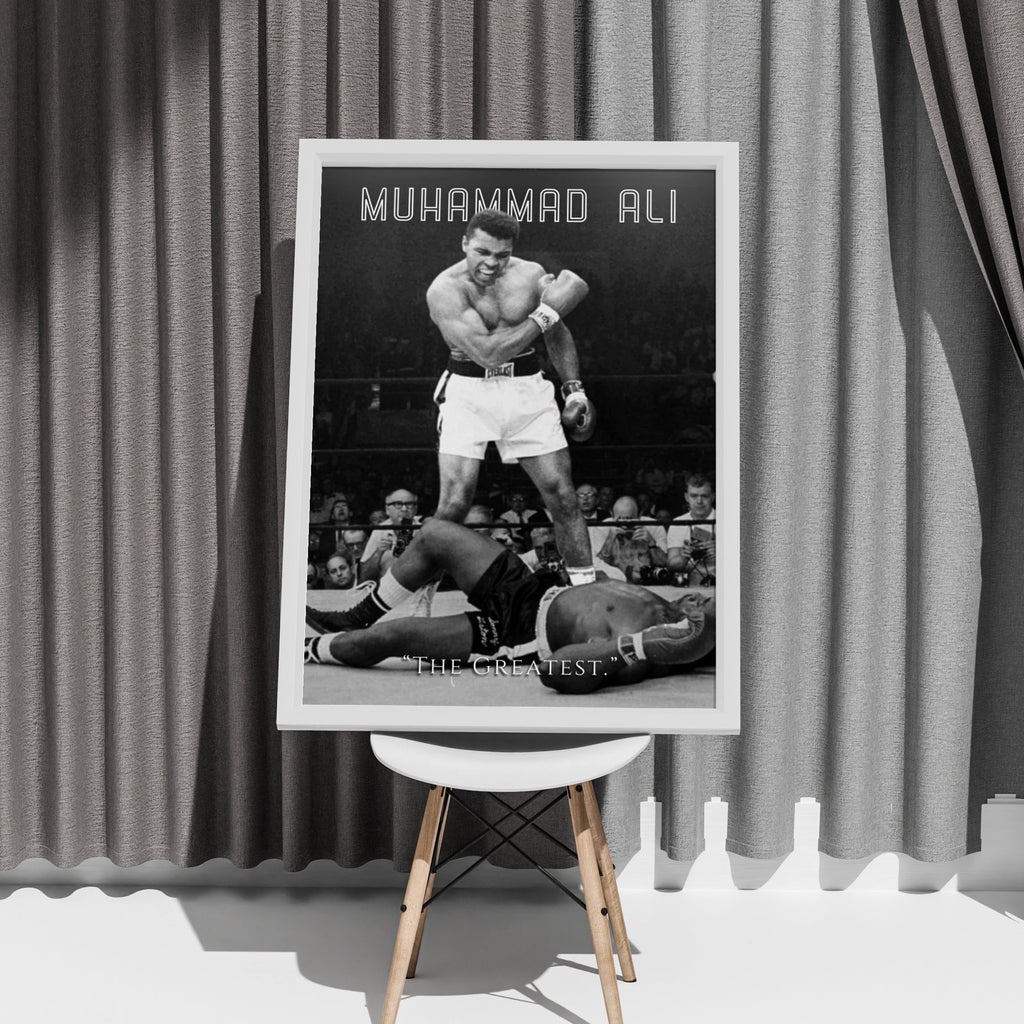 Muhammad Ali Boxing Poster, The Greatest, Black White Sport Wall Art Print