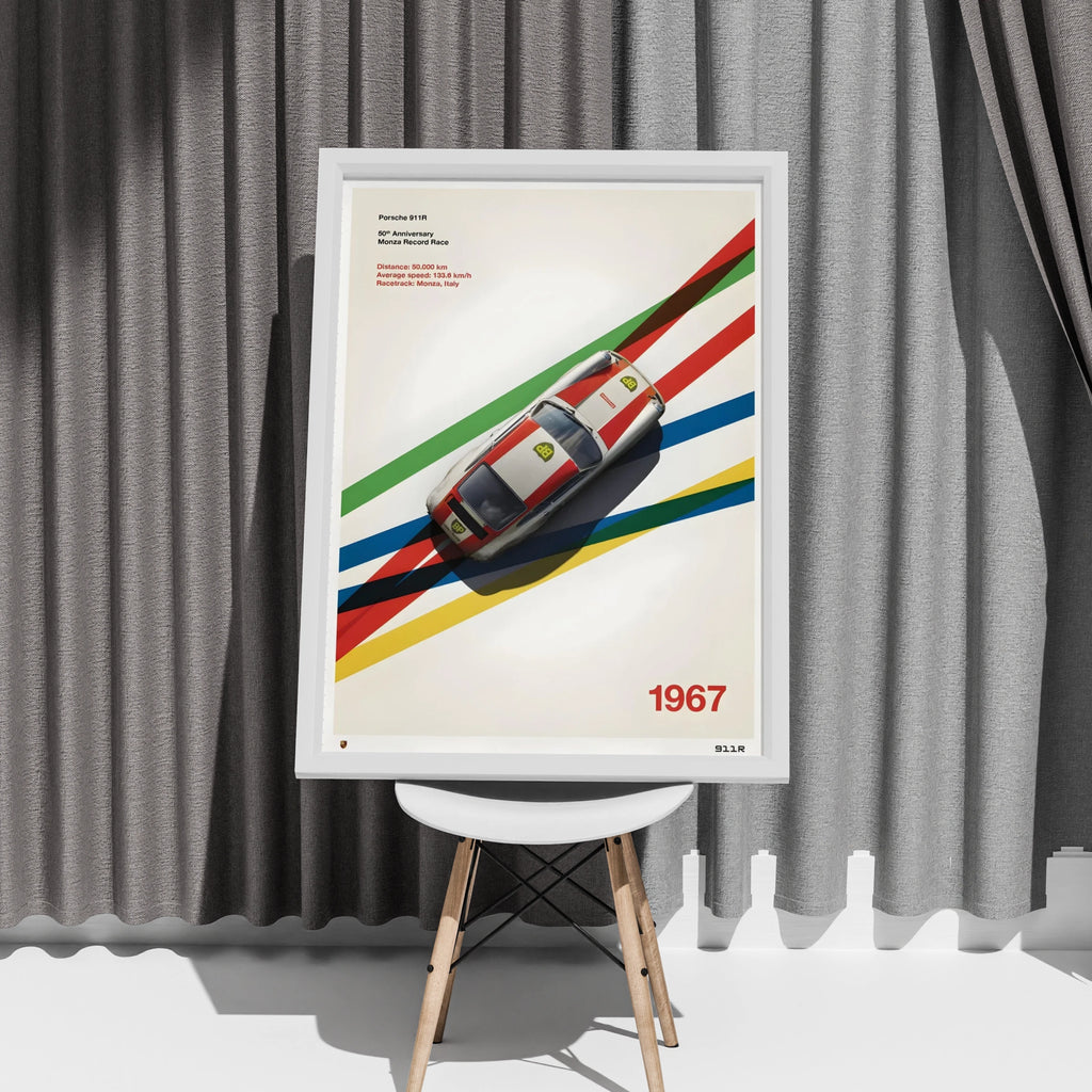 Porsche 911R 1967 Monza Race Poster, Classic Car Wall Art, Retro Racing Print
